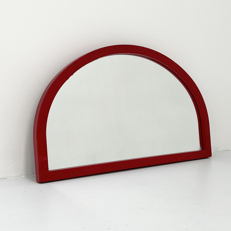 Miroir vintage à cadre rouge par Anna Castelli Ferrieri pour Kartell, 1980