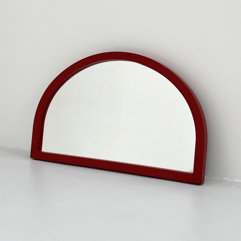 Vintage red frame mirror by Anna Castelli Ferrieri for Kartell, 1980s