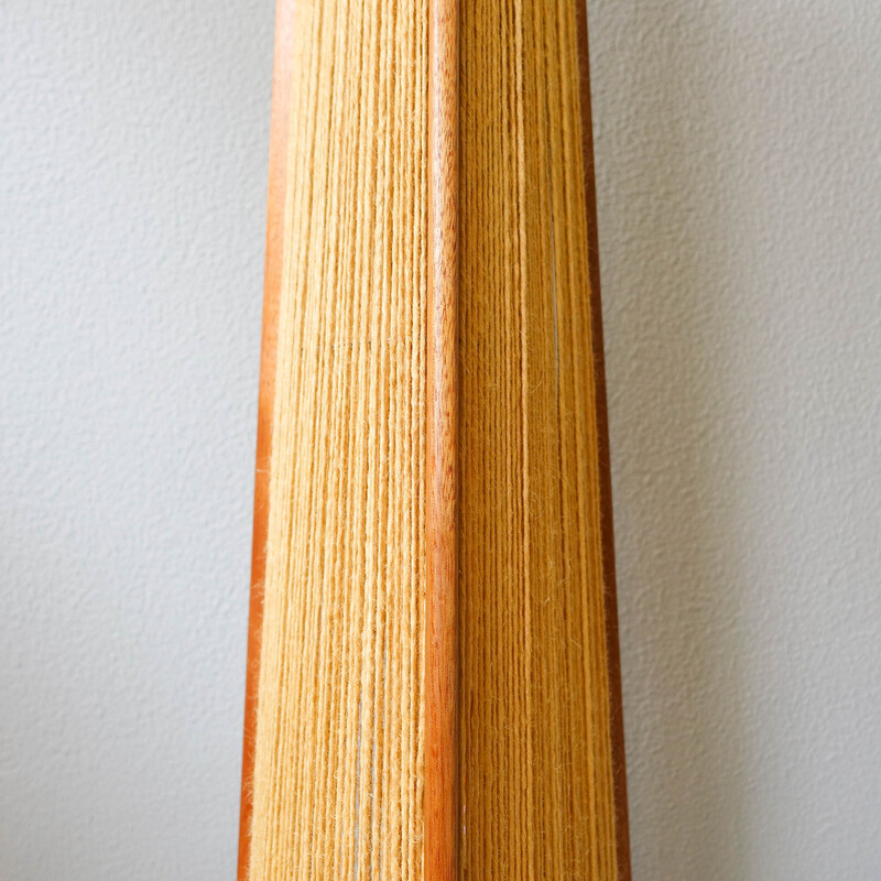 Vintage teak and jute Scandinavian tripod floor lamp, 1960s