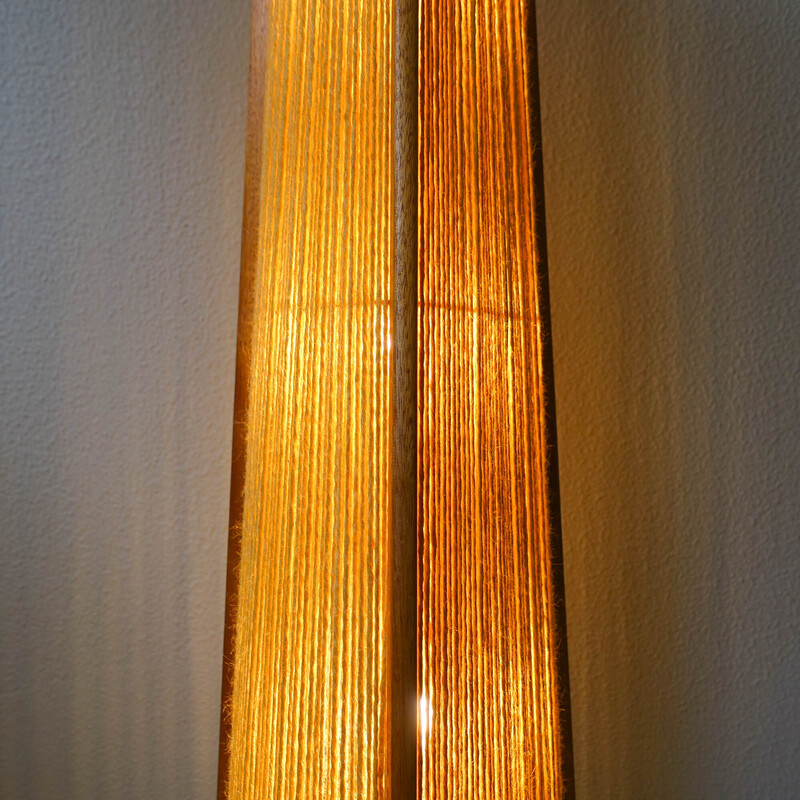 Skandinavische Vintage-Dreibein-Stehlampe aus Teakholz und Jute, 1960