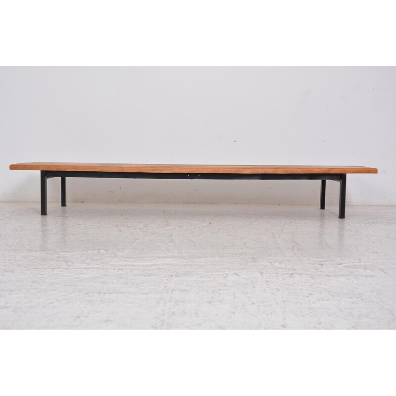 Vintage wood and metal bench, 1960