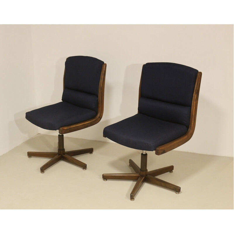 Pair of vintage swivel armchairs in wood ref Zaza, 1970