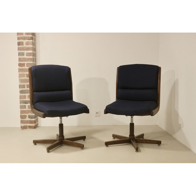 Pair of vintage swivel armchairs in wood ref Zaza, 1970