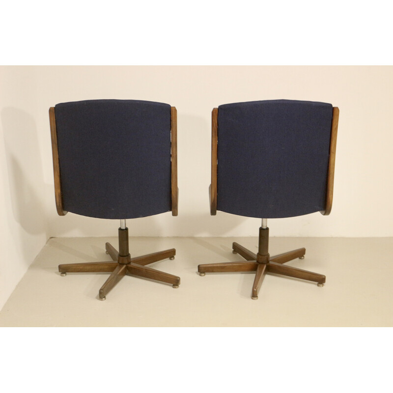 Pair of vintage swivel armchairs in wood ref Zaza, 1970