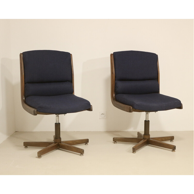 Pair of vintage swivel armchairs in wood ref Zaza, 1970