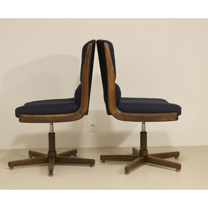 Pair of vintage swivel armchairs in wood ref Zaza, 1970