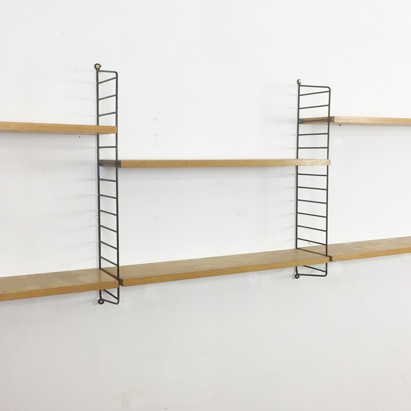 String Furniture vintage ash wall unit with 4 modules, Nisse STRINNING - 1960s