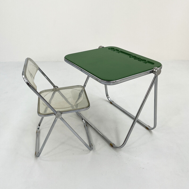 Vintage groen Platone opvouwbaar bureau door Giancarlo Piretti voor Anonima Castelli, 1970s