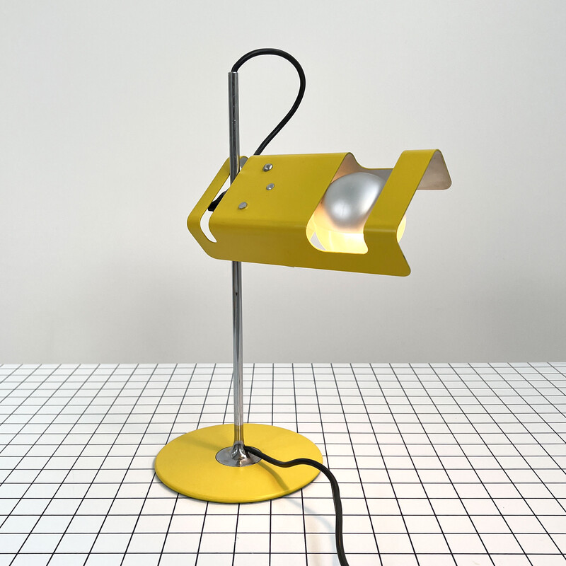 Vintage yellow Spider desk lamp by Joe Colombo for Oluce, 1960s