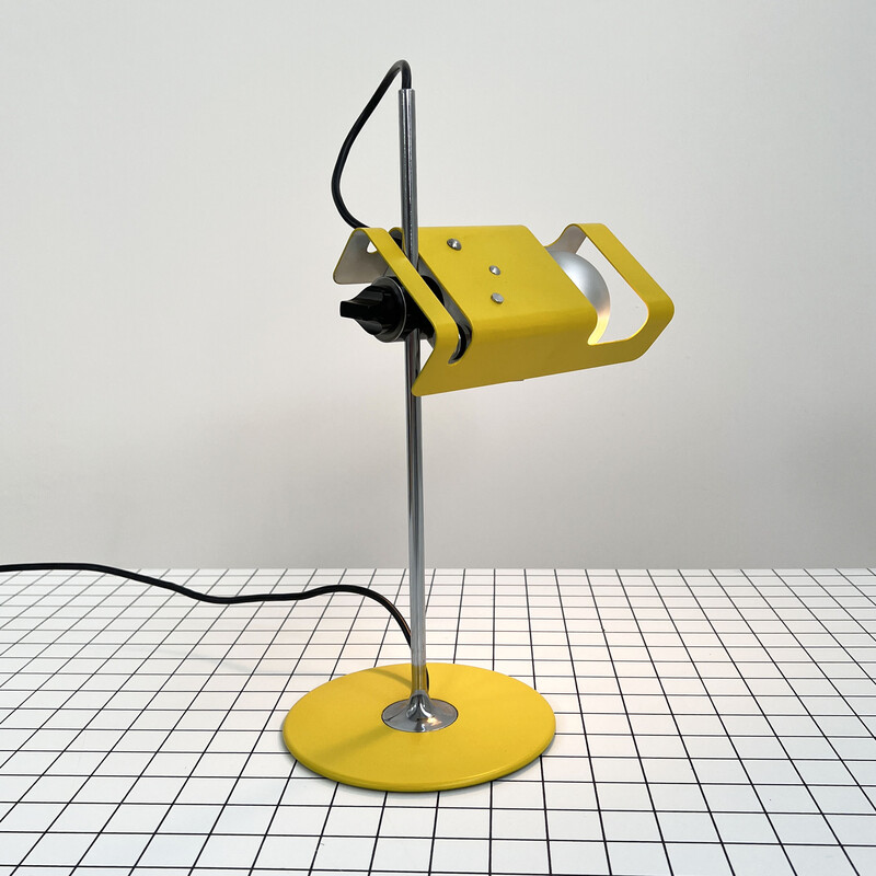 Vintage yellow Spider desk lamp by Joe Colombo for Oluce, 1960s