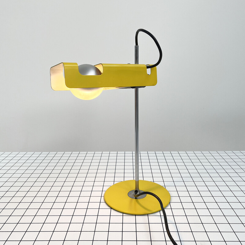 Vintage yellow Spider desk lamp by Joe Colombo for Oluce, 1960s