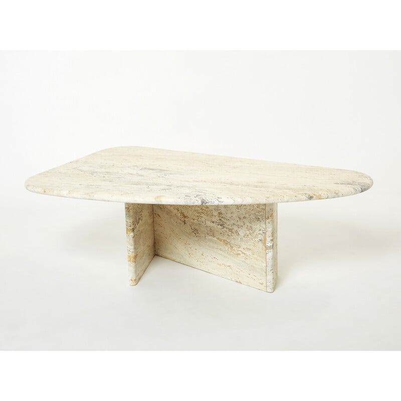 Vintage Italian travertine coffee table, 1970