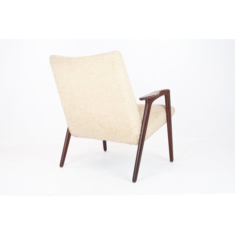 Fauteuil "Ruster" Pastoe en teck et tissu blanc, Yngve EKSTROM - 1950