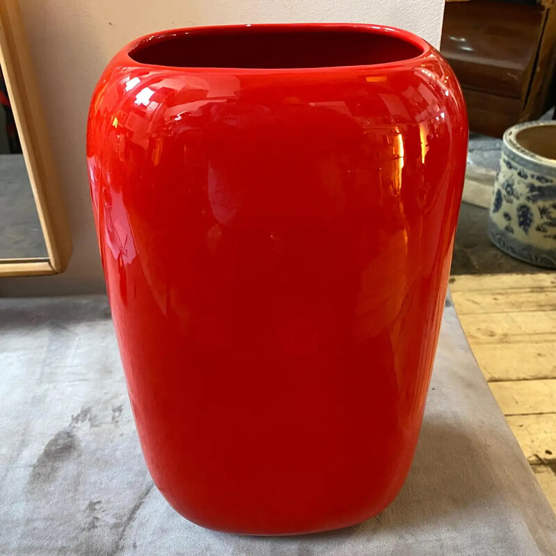 Vintage Vetrochina italiana de cerâmica vermelha Vetrochina de Vittorio Fulgenzi, 1970