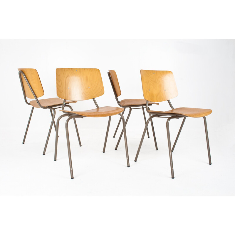 Set of 4 Car Katwijk school "model 305" chairs by KHO LIANG LE - 1950s