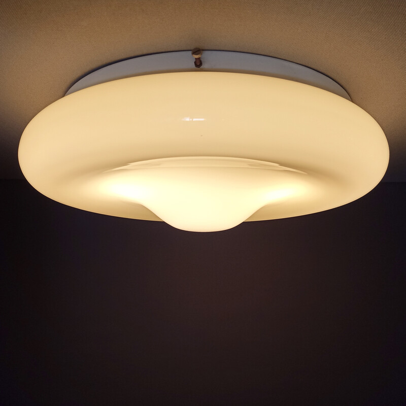 Vintage two-light Mushroom Murano glass ceiling lamp, 1980s