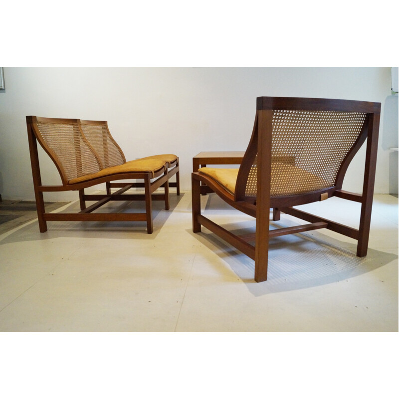 "King Series" set of 2-seater sofa coffee table and easy chair in mahogany, Rud THYGESEN and Johnny SORENSEN - 1960s