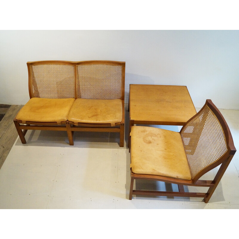 "King Series" set of 2-seater sofa coffee table and easy chair in mahogany, Rud THYGESEN and Johnny SORENSEN - 1960s