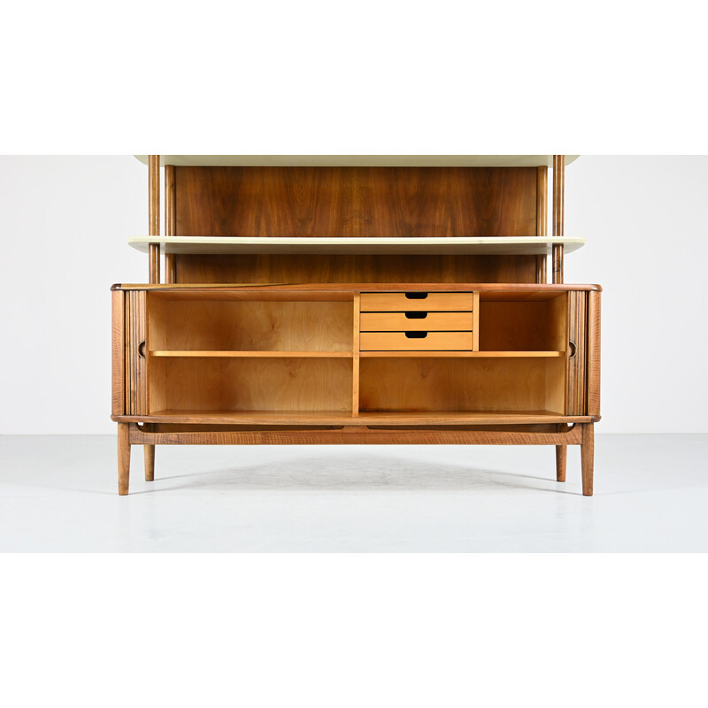 Vintage walnut highboard by Kurt Olsen for A. Andersen and Bohm, Denmark 1950