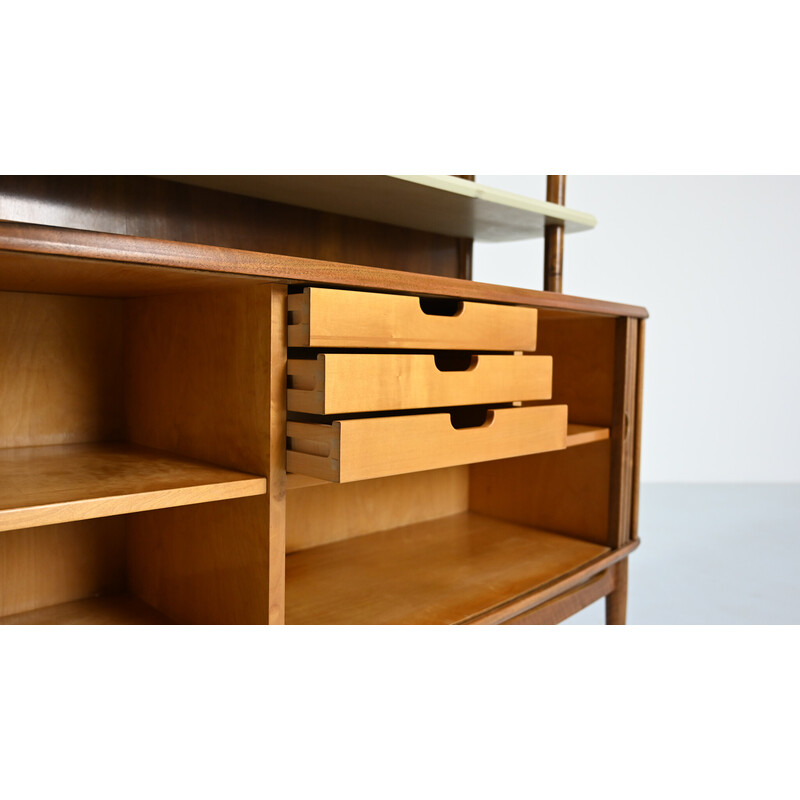 Vintage walnut highboard by Kurt Olsen for A. Andersen and Bohm, Denmark 1950