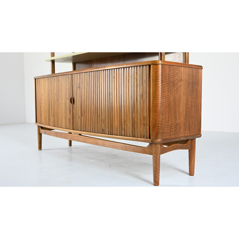 Vintage walnut highboard by Kurt Olsen for A. Andersen and Bohm, Denmark 1950