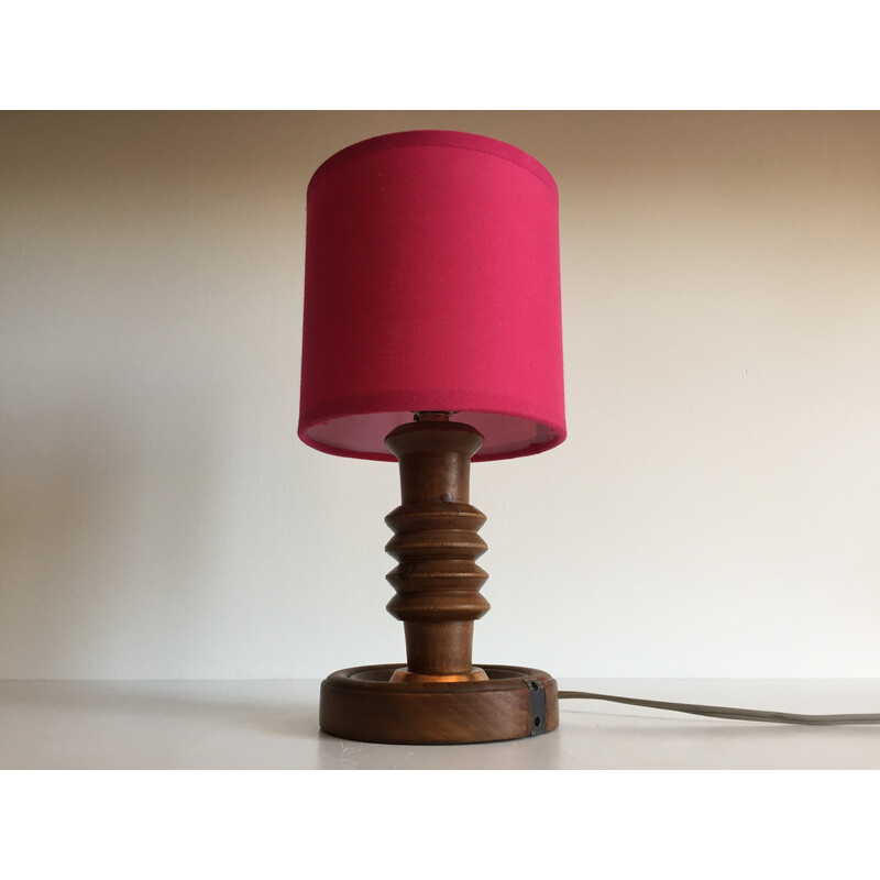 Geometrische Vintage-Lampe aus gedrechseltem Holz, 1960