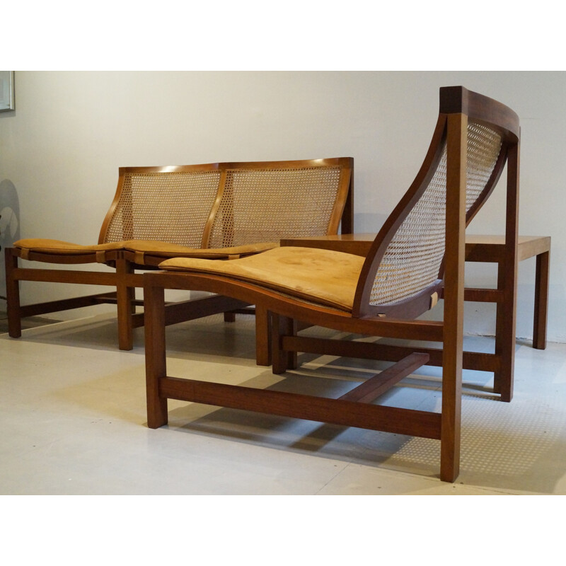 "King Series" set of 2-seater sofa coffee table and easy chair in mahogany, Rud THYGESEN and Johnny SORENSEN - 1960s