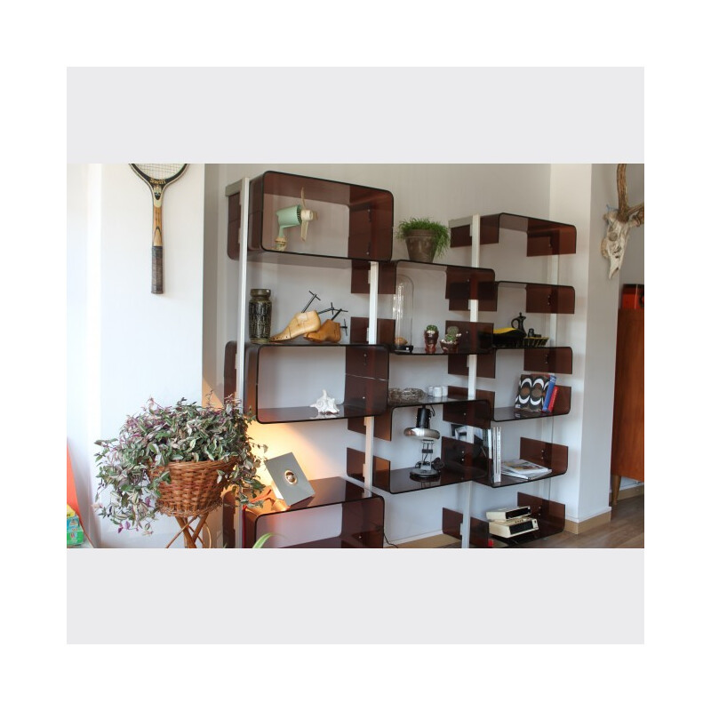 Bookcase with shelves in plexiglas - 1970s