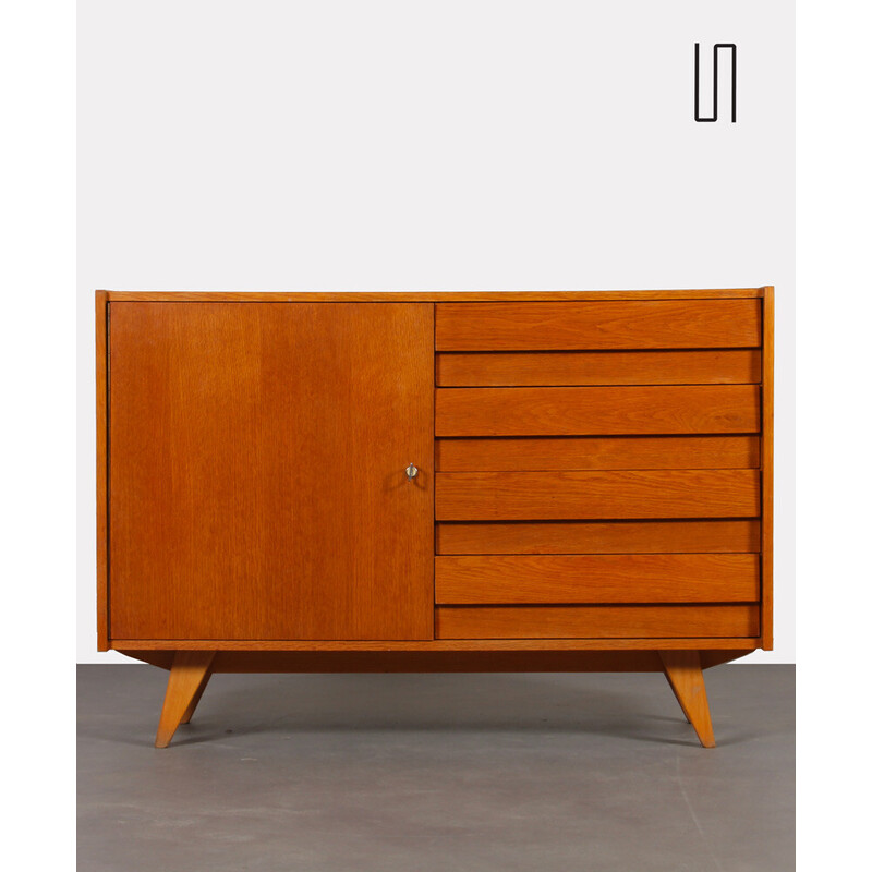 Vintage chest of drawers model U-458 in oakwood by Jiri Jiroutek for Interier Praha, 1960