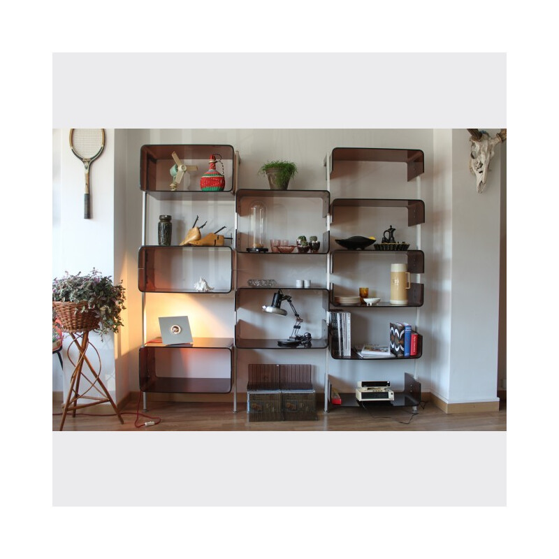 Bookcase with shelves in plexiglas - 1970s