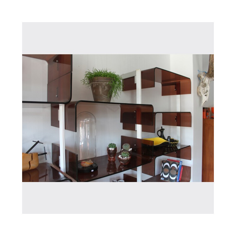 Bookcase with shelves in plexiglas - 1970s