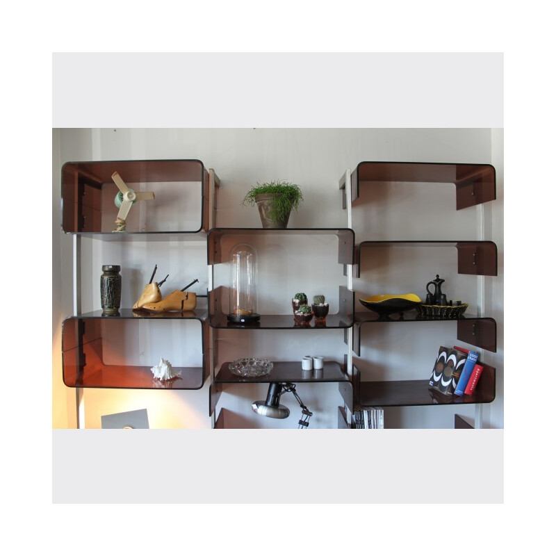 Bookcase with shelves in plexiglas - 1970s