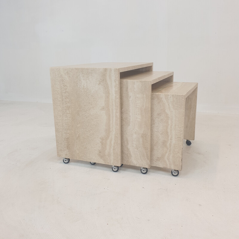 Vintage Italian travertine nesting tables, 1980s