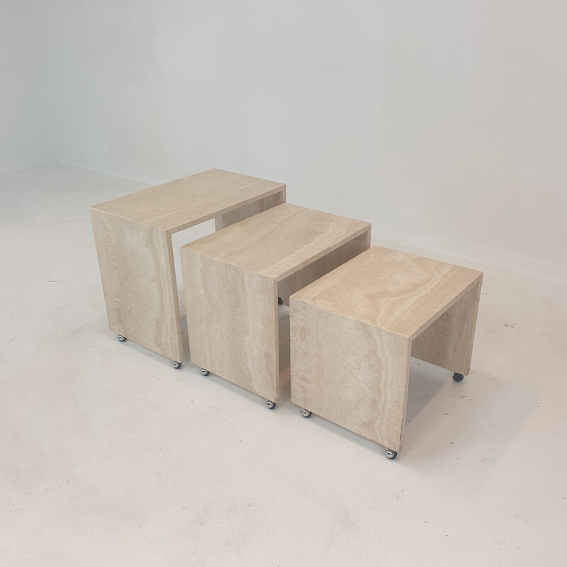 Vintage Italian travertine nesting tables, 1980s