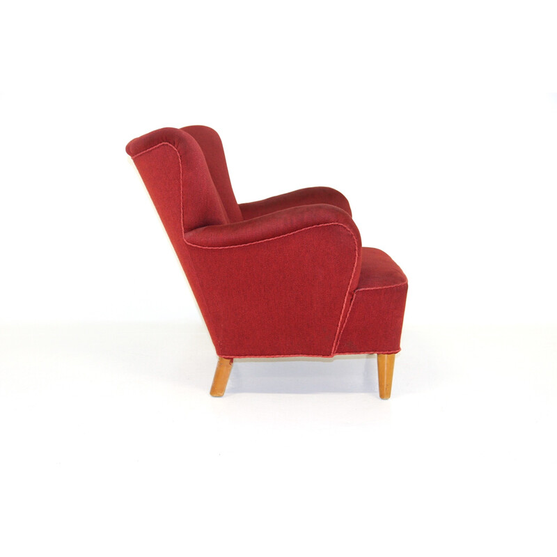 Vintage-Sessel aus Birke und Stoff, Schweden 1950