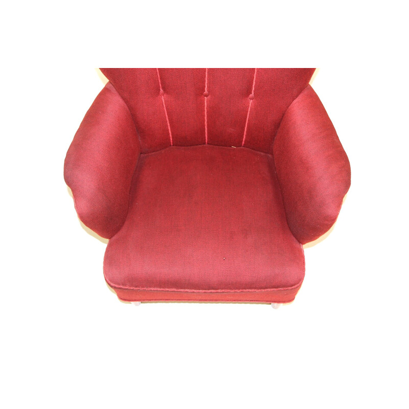 Fauteuil vintage en bouleau et tissu, Suède 1950