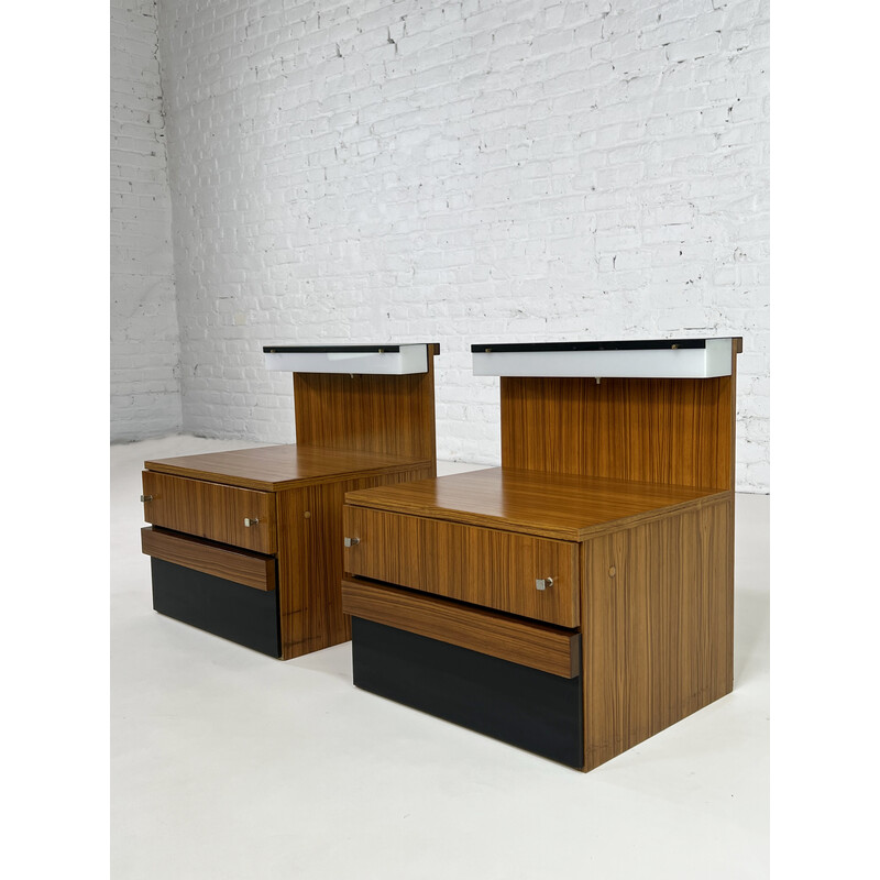 Pair of vintage wood night stands, 1950-1960