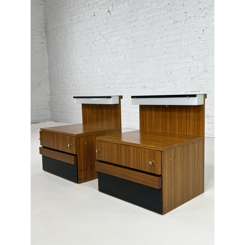 Par de mesas de cabeceira de madeira vintage, 1950-1960