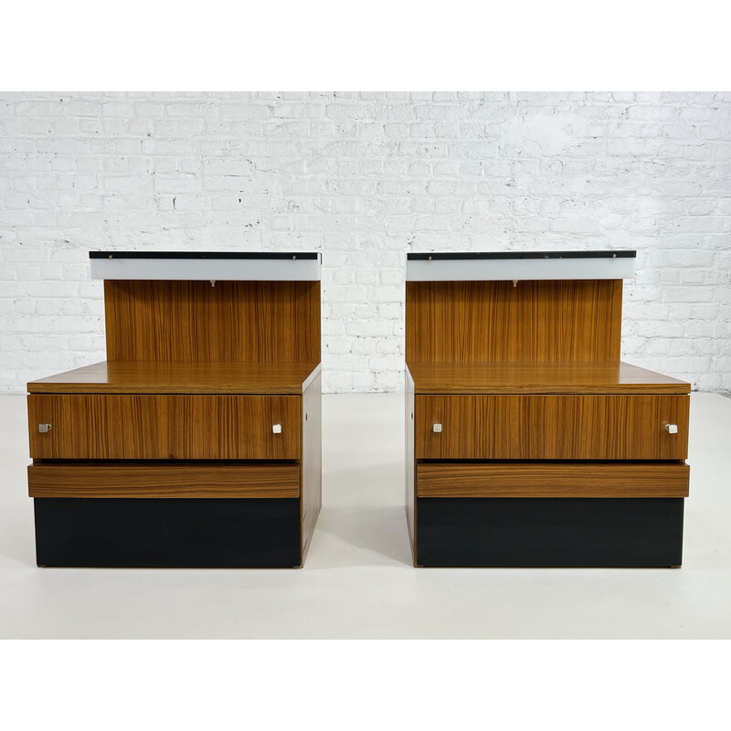 Par de mesas de cabeceira de madeira vintage, 1950-1960