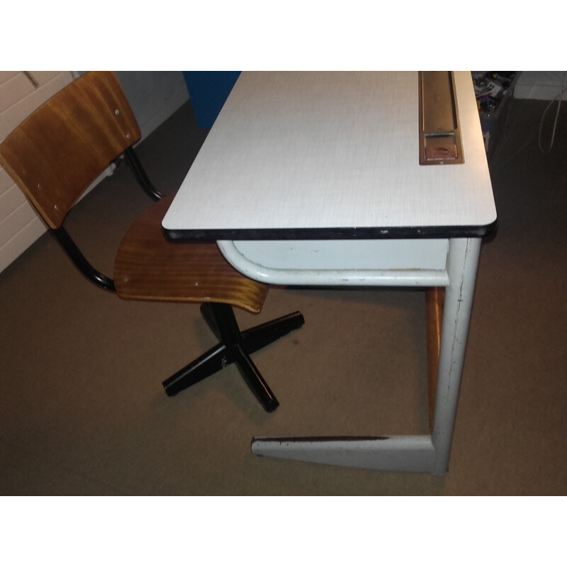 Vintage children's desk with wooden chair, 1960