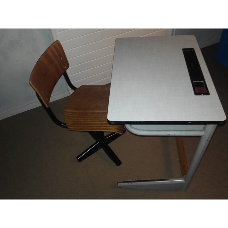 Vintage children's desk with wooden chair, 1960