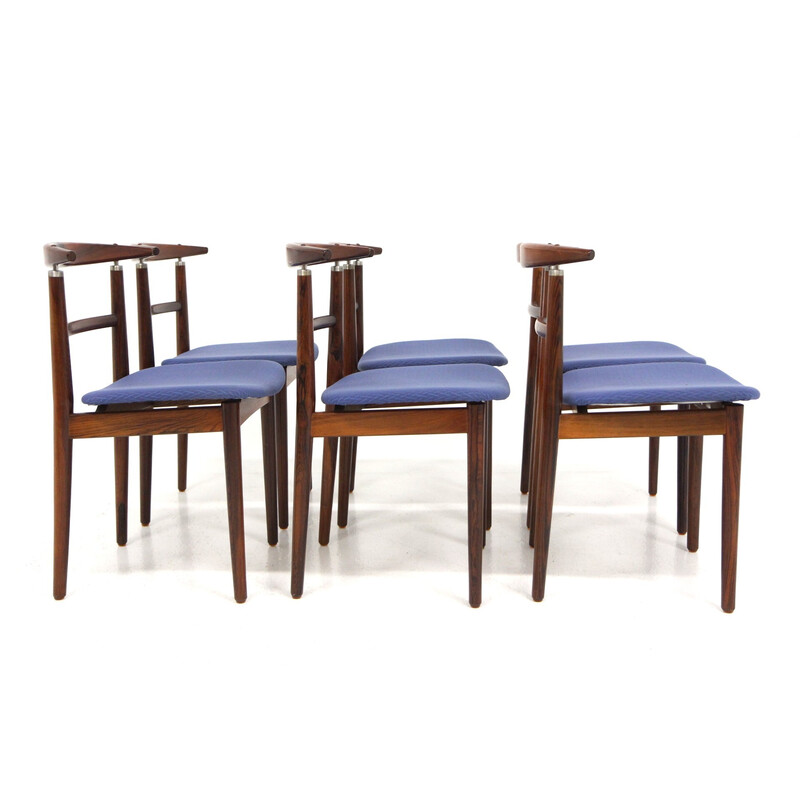 Set van 6 vintage stoelen in palissanderhout door Helge Sibast en Børge Rammerskov, Denemarken 1960