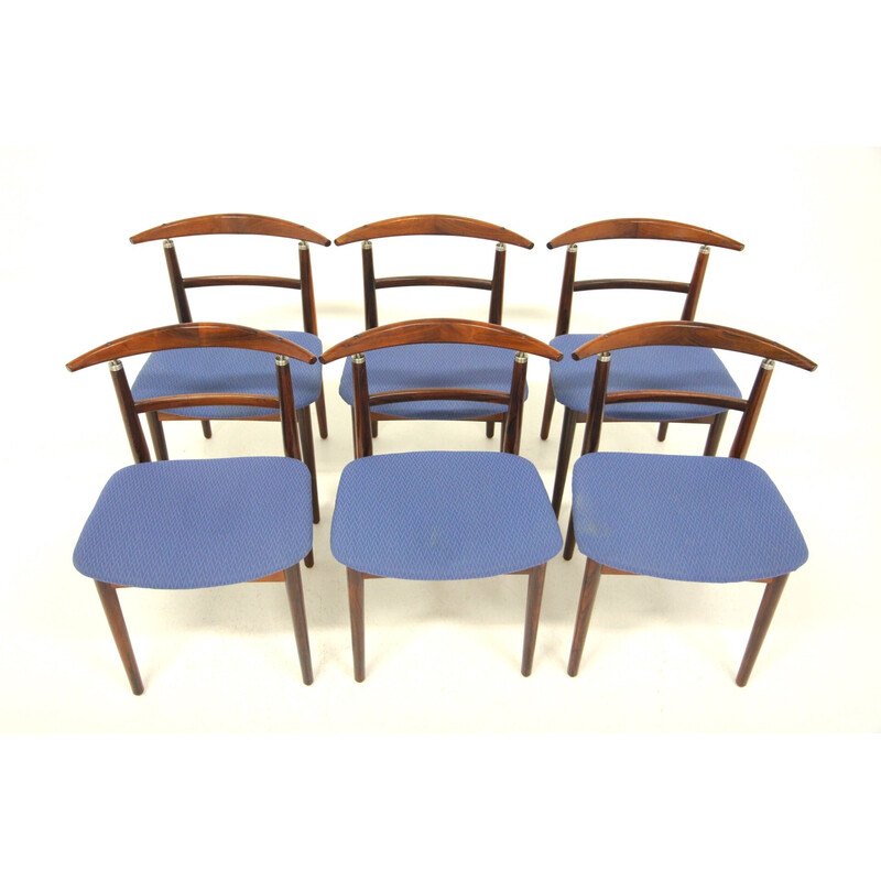 Conjunto de 6 cadeiras vintage em pau-rosa de Helge Sibast e Børge Rammerskov, Dinamarca 1960