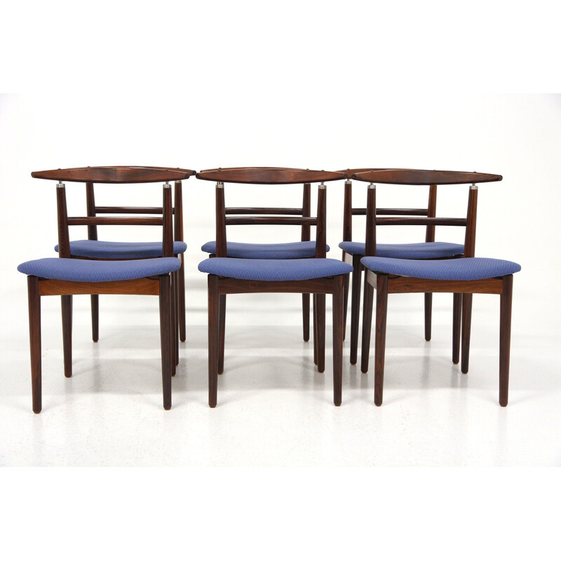 Set van 6 vintage stoelen in palissanderhout door Helge Sibast en Børge Rammerskov, Denemarken 1960