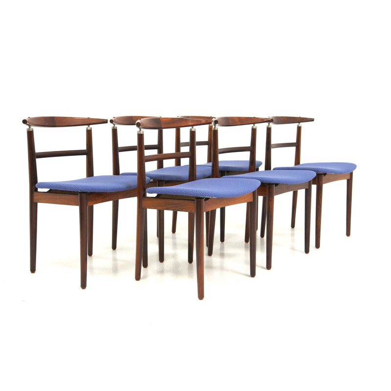 Set of 6 vintage chairs in rosewood by Helge Sibast and Børge Rammerskov, Denmark 1960