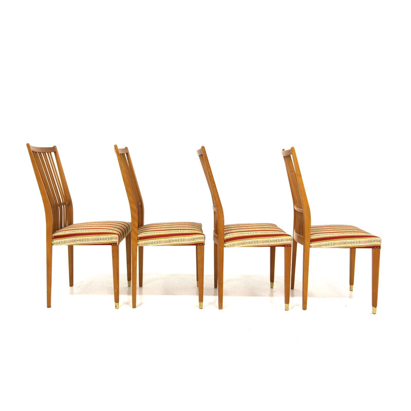 Set aus 4 Vintage-Stühlen aus Buche und Stoff, Schweden 1960
