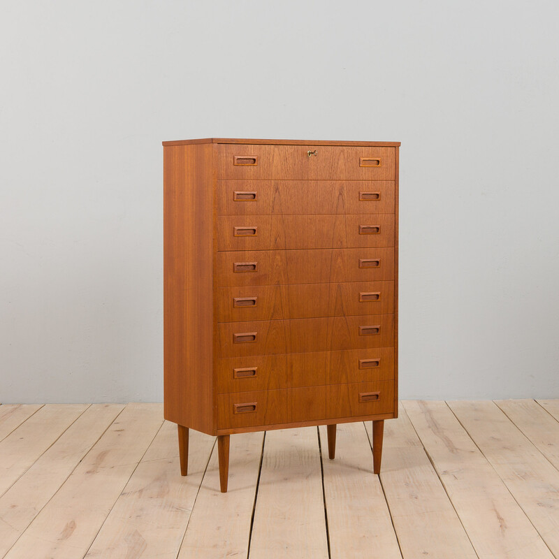 Vintage Danish teak chest of 8 drawers, 1960s