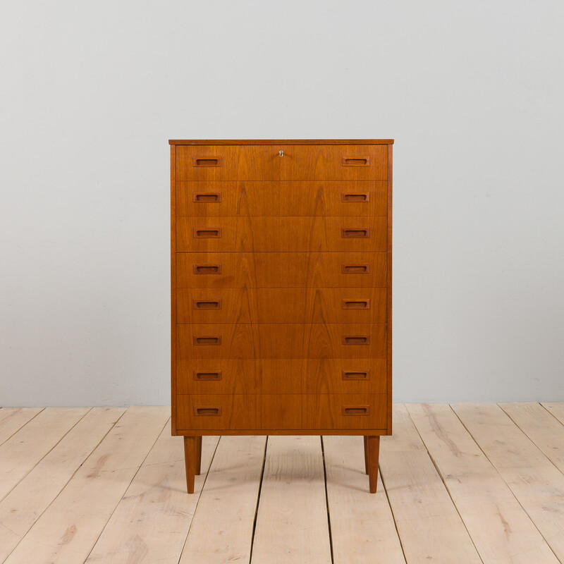 Vintage Danish teak chest of 8 drawers, 1960s