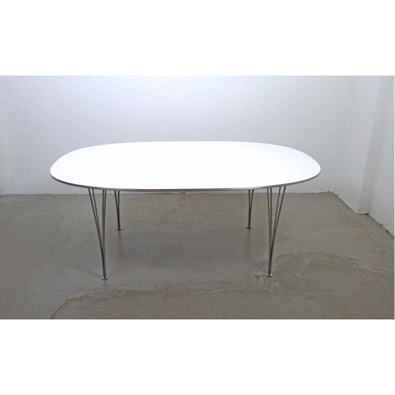 Fritz Hansen oval table in laminate and chromed metal, Piet HEIN Bruno MATHSSON  Arne JACOBSEN - 1960s