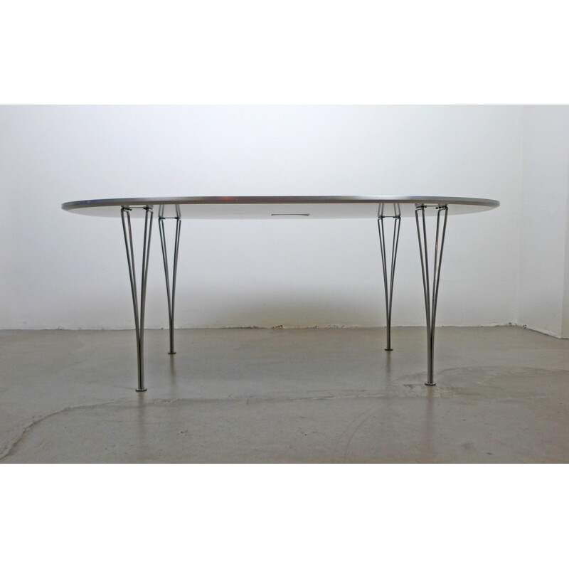 Fritz Hansen oval table in laminate and chromed metal, Piet HEIN Bruno MATHSSON  Arne JACOBSEN - 1960s